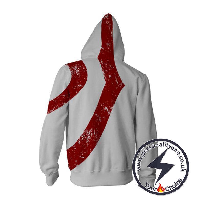 God of War Kratos Zip Up Hoodie WHITE Jacket